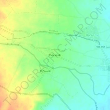 Mata Verdeの地形図、標高、地勢