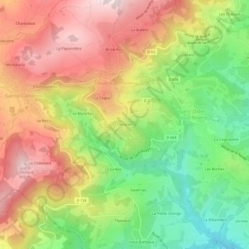 L'Arzelierの地形図、標高、地勢