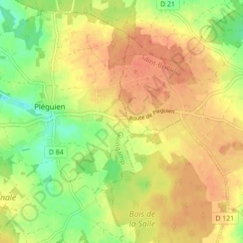 Le Rohaの地形図、標高、地勢