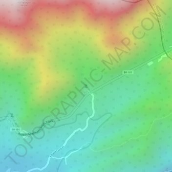 Cachoeira da Escadaの地形図、標高、地勢