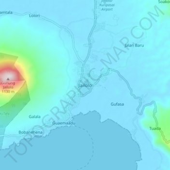 Jailoloの地形図、標高、地勢
