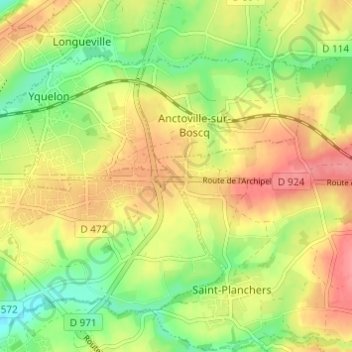 Le Noyerの地形図、標高、地勢