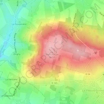 Mont Pinçonの地形図、標高、地勢
