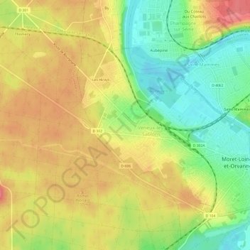 Bois Grillotsの地形図、標高、地勢