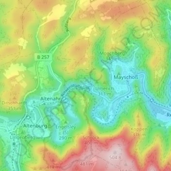 Reimerzhovenの地形図、標高、地勢