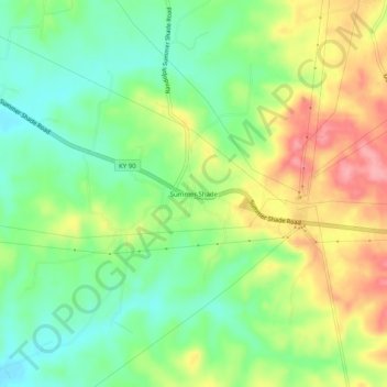 Summer Shadeの地形図、標高、地勢
