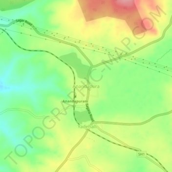 Anandapuraの地形図、標高、地勢