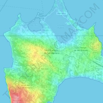 San Francisco Javierの地形図、標高、地勢