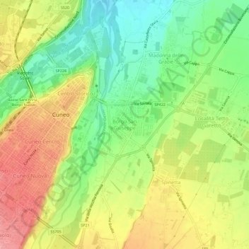 Borgo San Giuseppeの地形図、標高、地勢