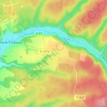 La Placardelleの地形図、標高、地勢