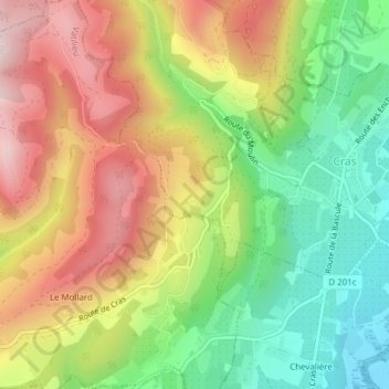 Chalamandの地形図、標高、地勢