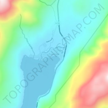 Puyuhuapiの地形図、標高、地勢