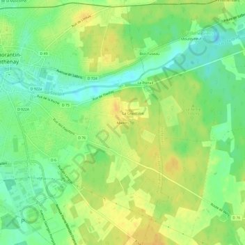 Abeletsの地形図、標高、地勢