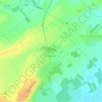 Les Hopitauxの地形図、標高、地勢