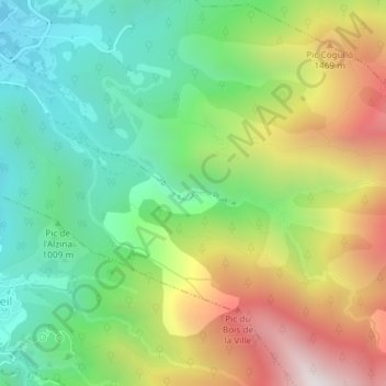 Cascade du Saint-Vincentの地形図、標高、地勢