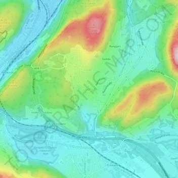 Göfisの地形図、標高、地勢