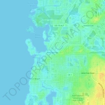 Wall Springsの地形図、標高、地勢