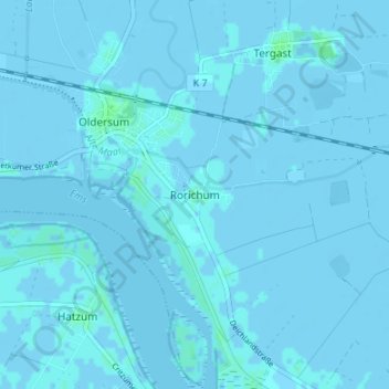 Rorichumの地形図、標高、地勢