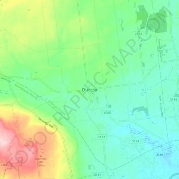 Charltonの地形図、標高、地勢