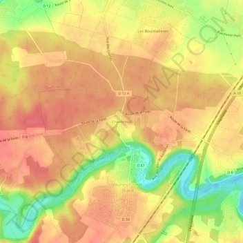 Chanteloupの地形図、標高、地勢