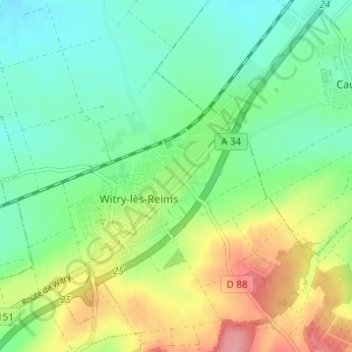 Le Villageの地形図、標高、地勢