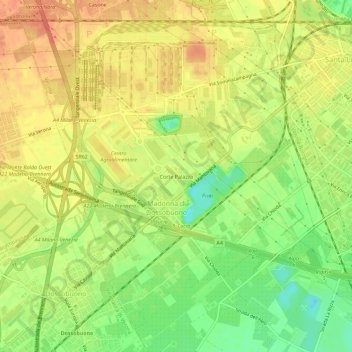 Corte Palazzoの地形図、標高、地勢