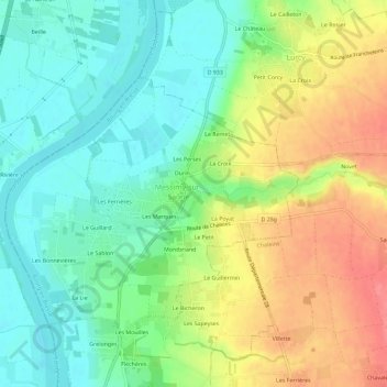 Le Châteauの地形図、標高、地勢