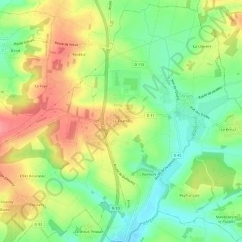 La Toucheの地形図、標高、地勢