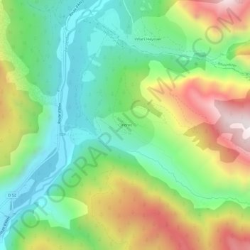 Ondresの地形図、標高、地勢