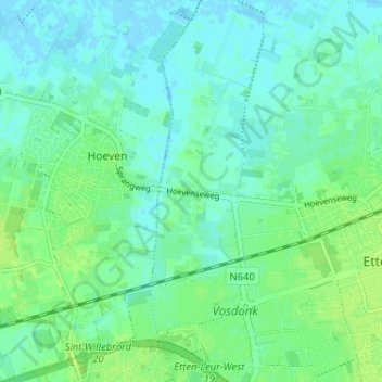 Hoge Donkの地形図、標高、地勢
