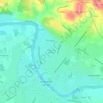 HLM du Pont de Marotの地形図、標高、地勢