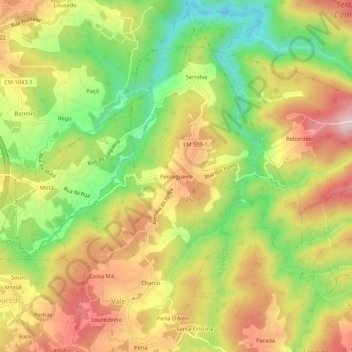 Pessegueiroの地形図、標高、地勢