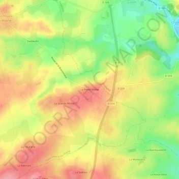La Petite Rocheの地形図、標高、地勢
