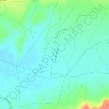 La Burebaの地形図、標高、地勢