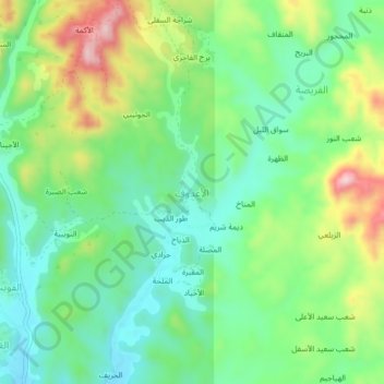Al A`dufの地形図、標高、地勢