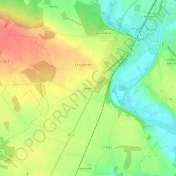 Guibertの地形図、標高、地勢
