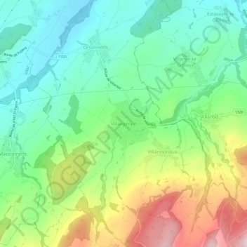Villargiroudの地形図、標高、地勢