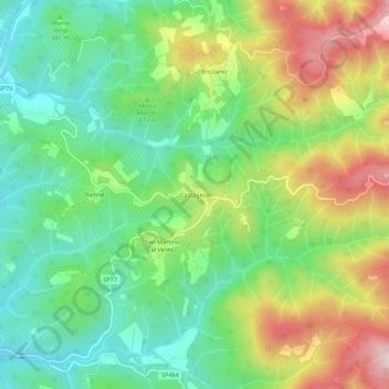 Castagnoliの地形図、標高、地勢