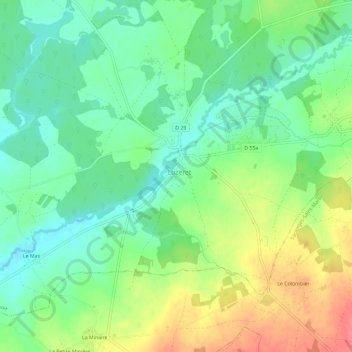 La Rue Aubretの地形図、標高、地勢