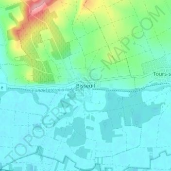 Bisseuilの地形図、標高、地勢