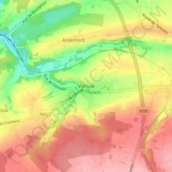 Vitrivalの地形図、標高、地勢