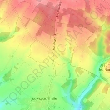 Jouy la Grangeの地形図、標高、地勢
