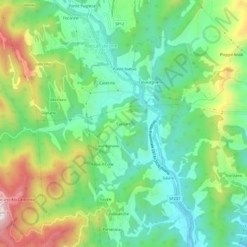 Cuccaroの地形図、標高、地勢