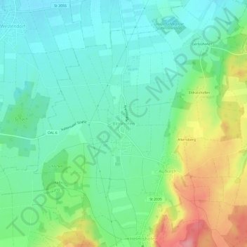 Blonhofenの地形図、標高、地勢
