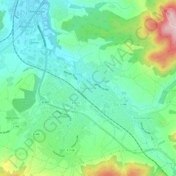 Frommernの地形図、標高、地勢