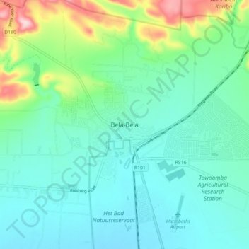 Bela-Belaの地形図、標高、地勢