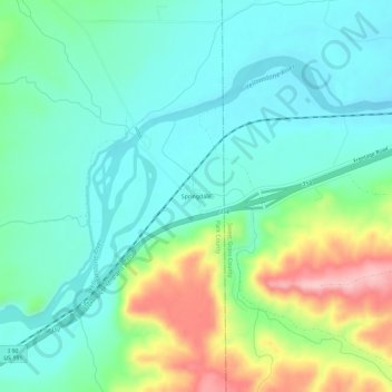 Springdaleの地形図、標高、地勢