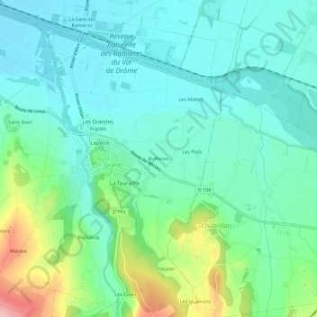 Buffieresの地形図、標高、地勢
