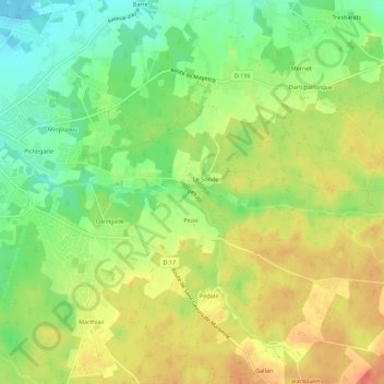 Peyの地形図、標高、地勢