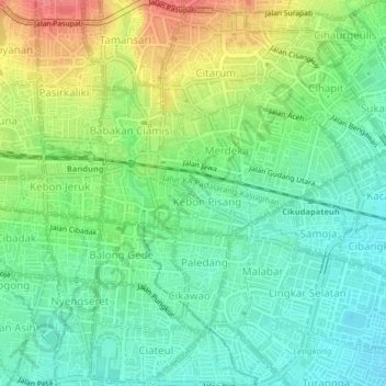 Babakan Ciamisの地形図、標高、地勢